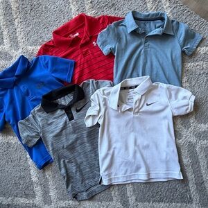 Tommy Bahama Boys Red Striped Polo with Light Blue, Royal Blue, Gray & White Mix
